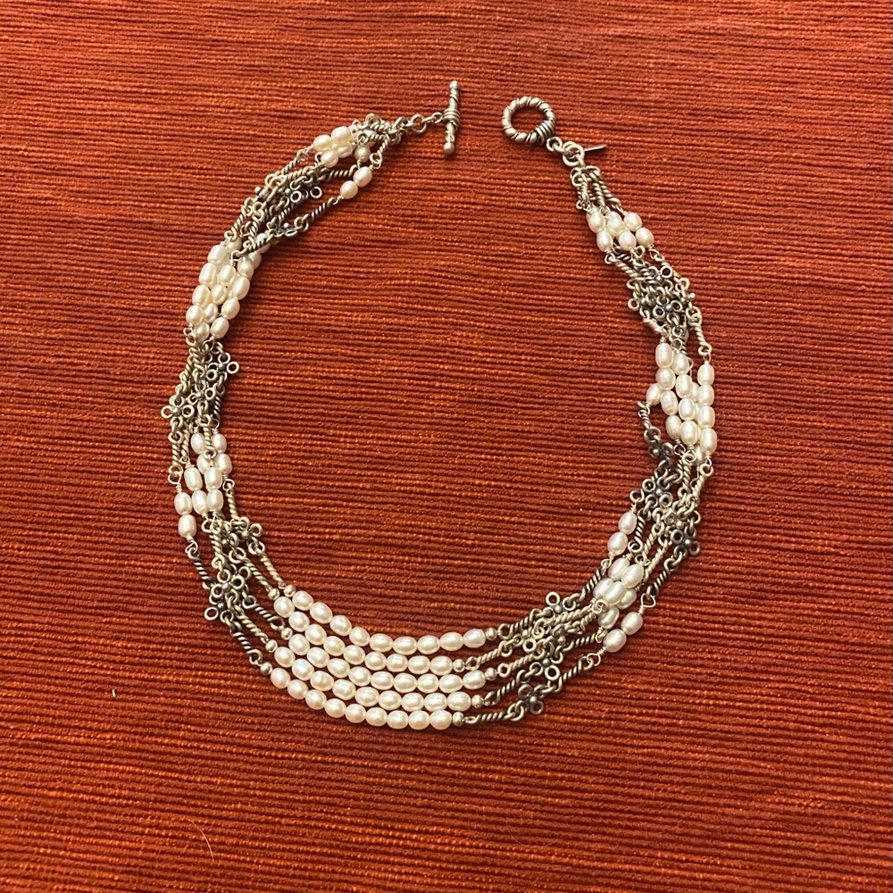 Stunning Silpada Freshwater Pearl & Sterling 5-Strand Necklace N1214